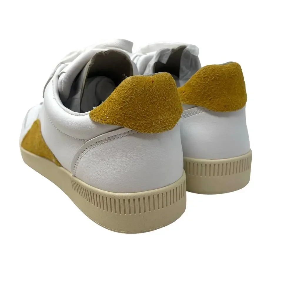 Everlane The ReLeather Court Sneaker White Mustard Women's Size 9 Men's‎ 7 NEW